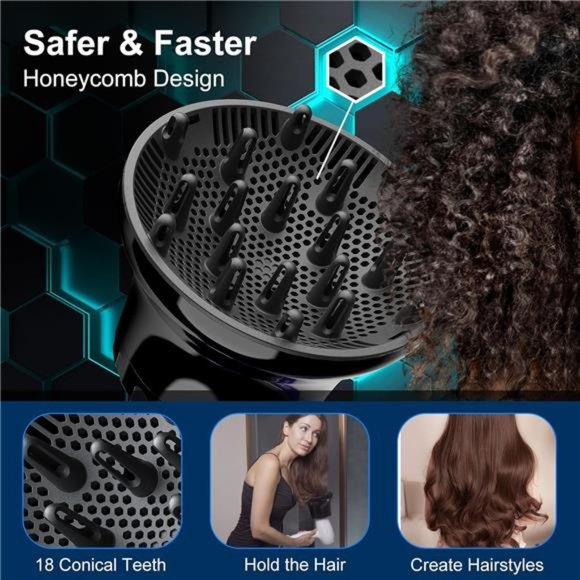 Diffuser Hair Dryer Universal, Hair Dryer Diffuser Attachment for Curly Hair - Picture 2 of 7